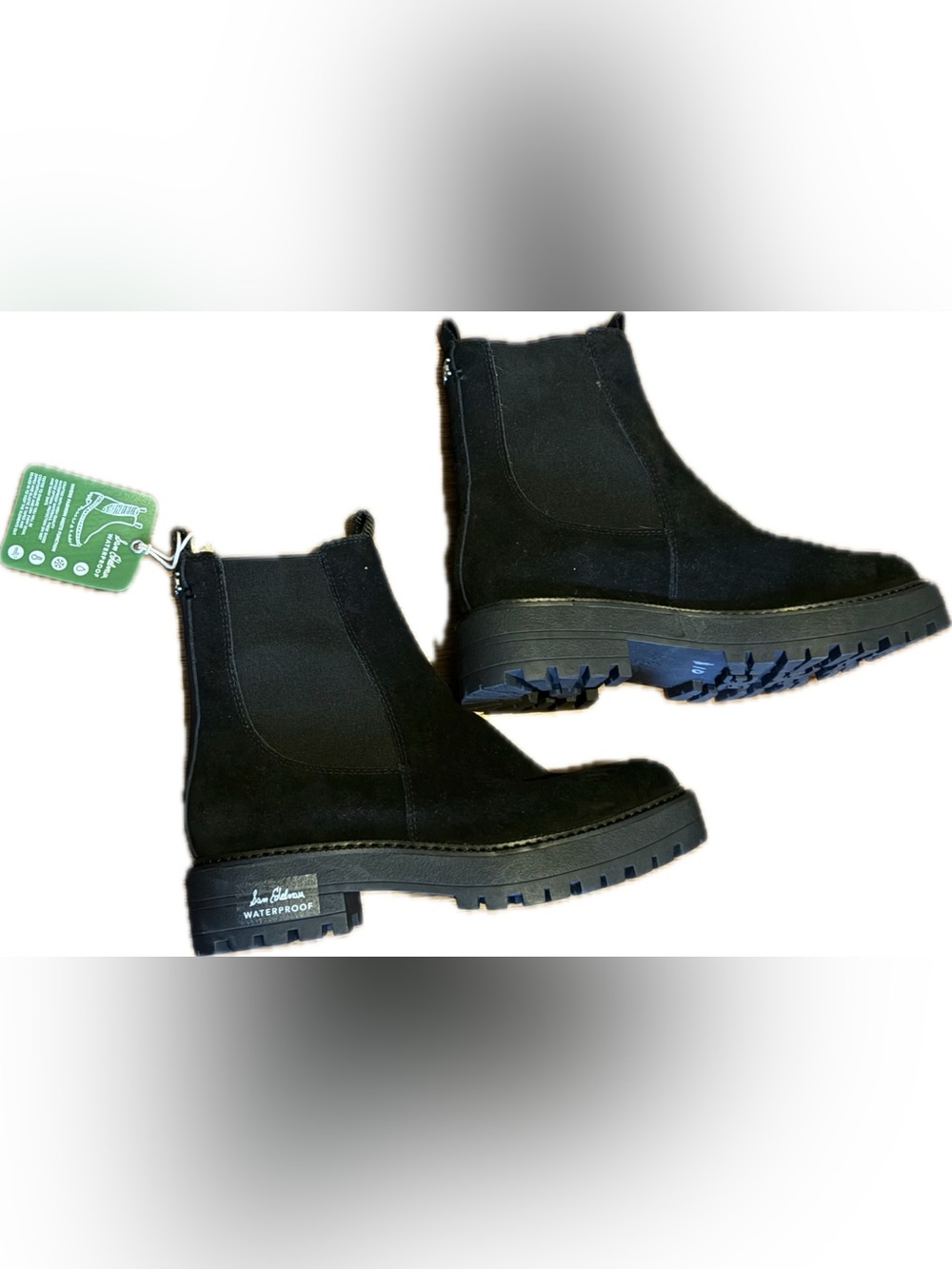 Waterproof Black Chelsea Lug Boots - Women's Suede Ankle Boots 7.5 New rain boot